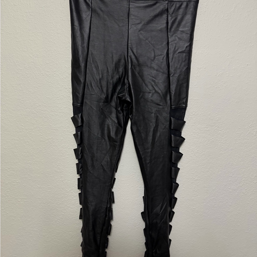 New BlackMilk Black Faux Leather Leggings - Picture 7 of 9